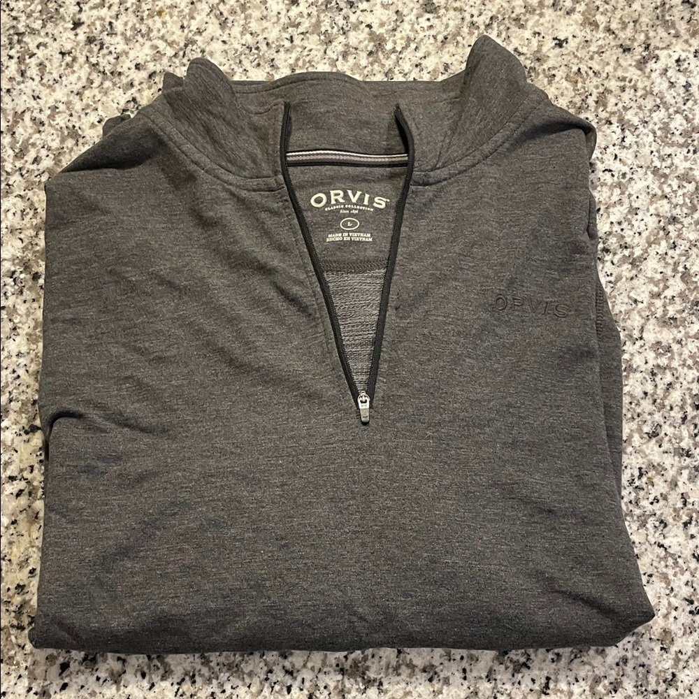 Orvis Men's Charcoal  Quarter Zip-Up Sweater